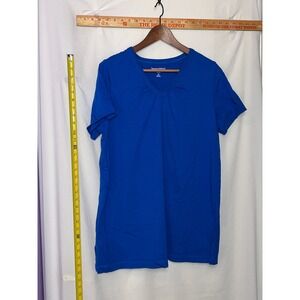 Woman Within Royal Blue V Neck Short Sleeve Tunic Top Size 14‎ 16 M
